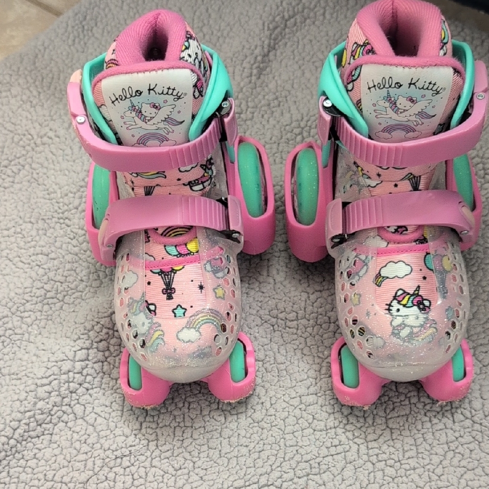 Hello Kitty Pink and Green Roller Skates with Adjustable Fit